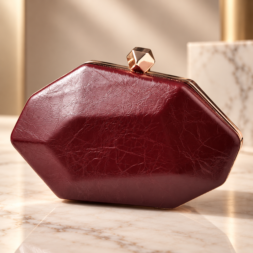 Alessia Geometric Evening Clutch with Faceted Top Clasp