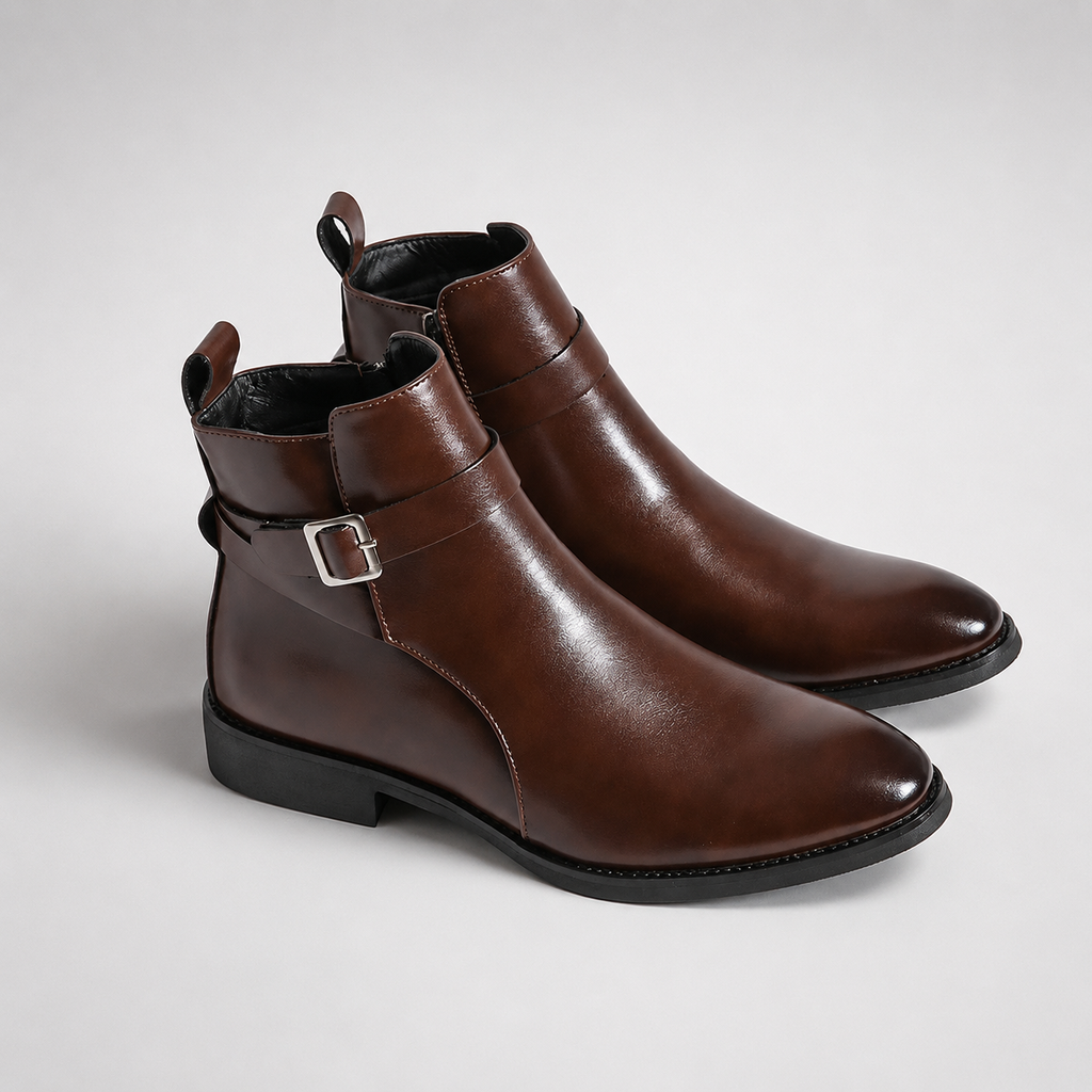 Bennett Men’s Buckle-Strap Ankle Dress Boots