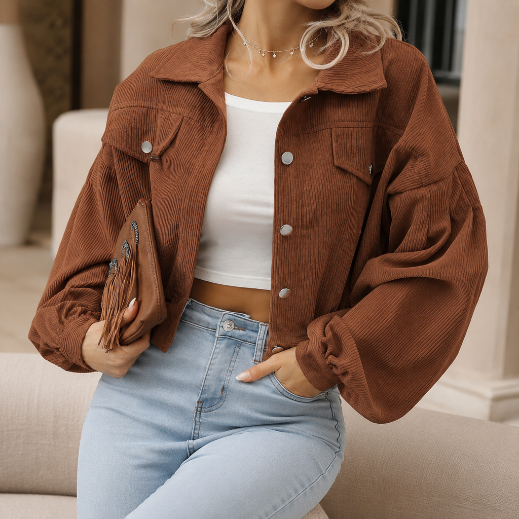 Reagan Cropped Corduroy Jacket
