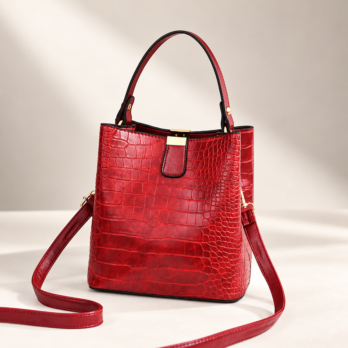 Isadora Women’s Croc-Embossed Top Handle Handbag – Structured Shoulder & Crossbody Bag