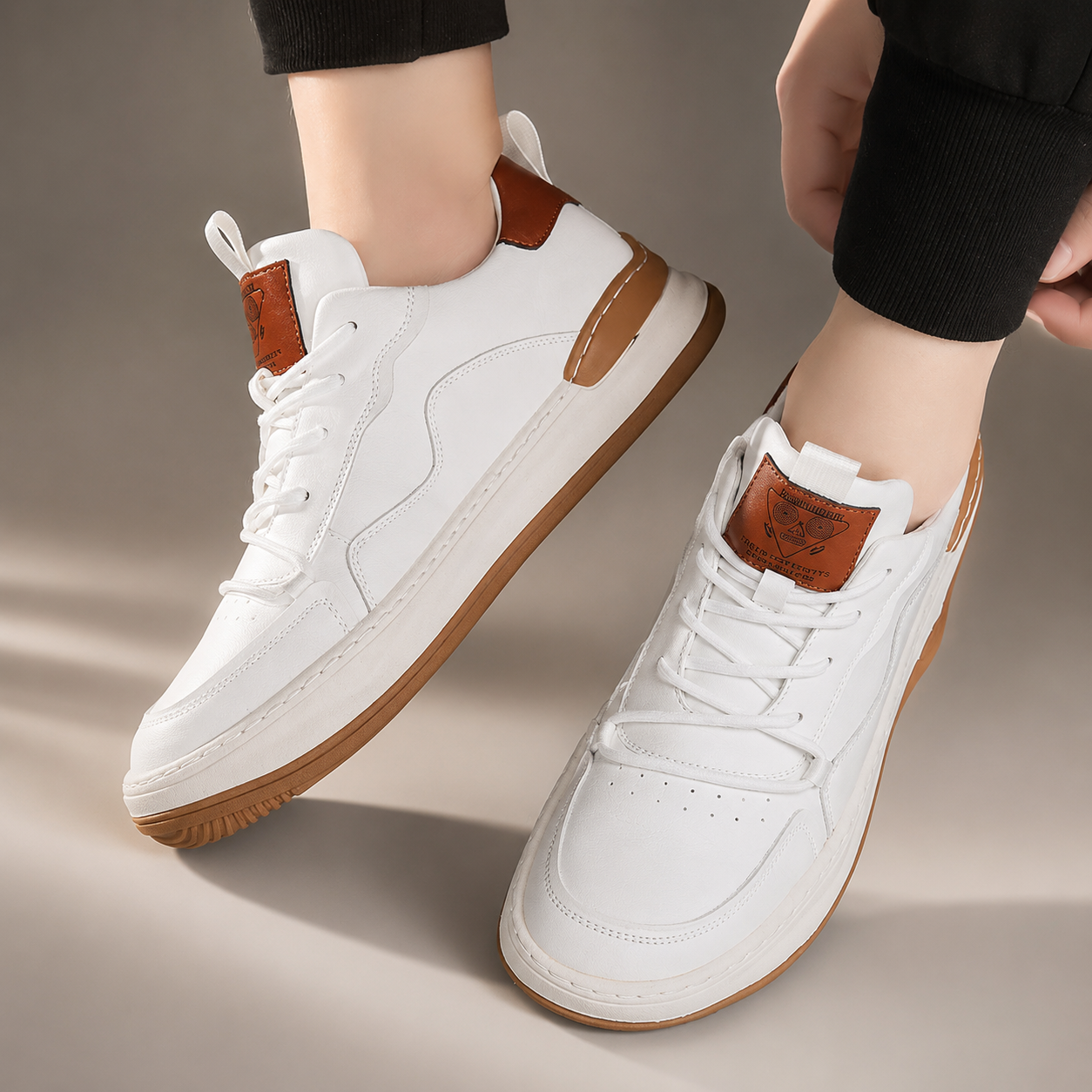 Mason Men’s Genuine Leather Low-Top Sneakers with Cushioned Insole