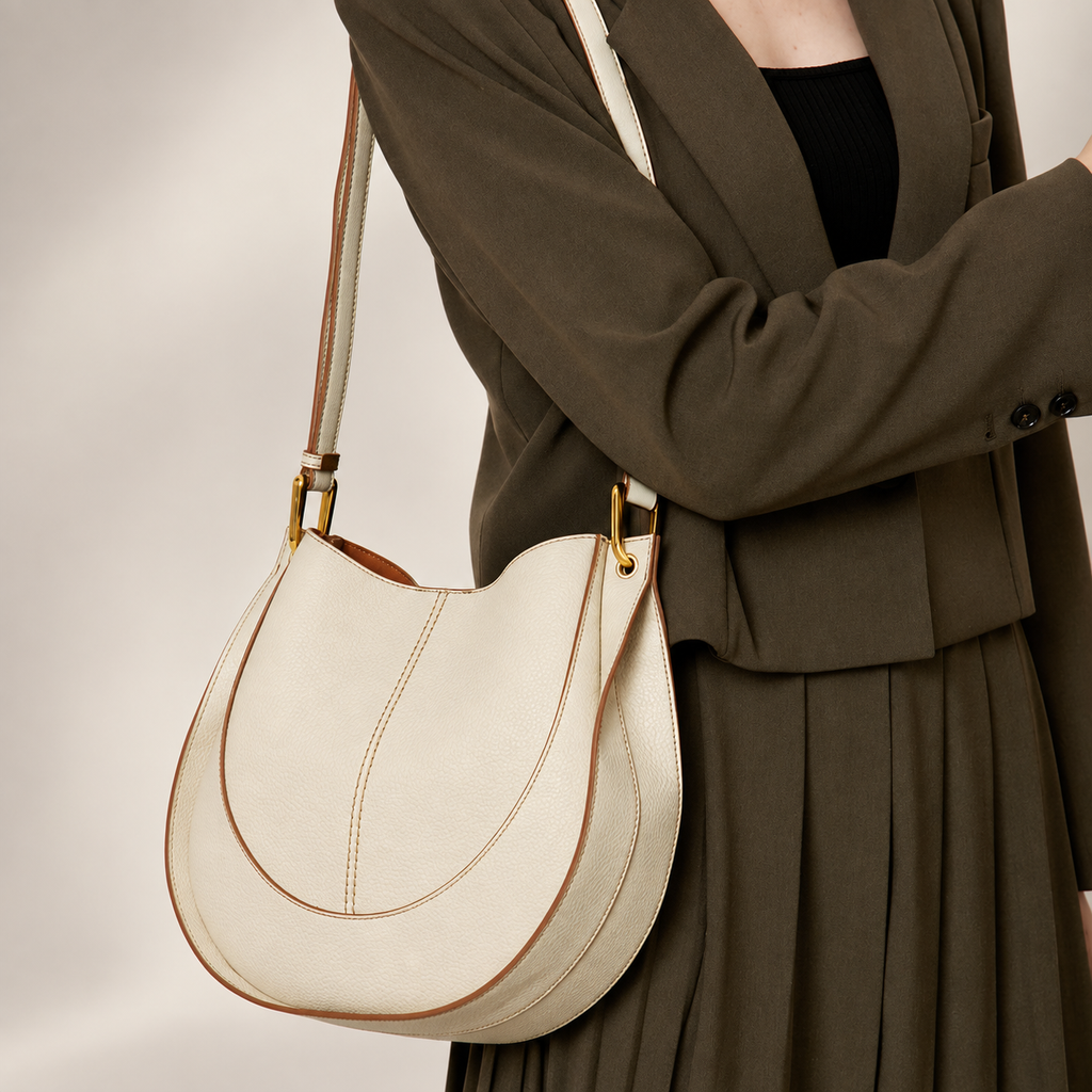 Genevieve Women’s Pebbled Crescent Shoulder Bag – Curved Hobo Crossbody Handbag