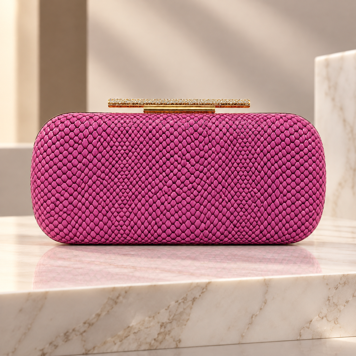 Gianna Women's Snakeskin-Textured Evening Clutch Bag