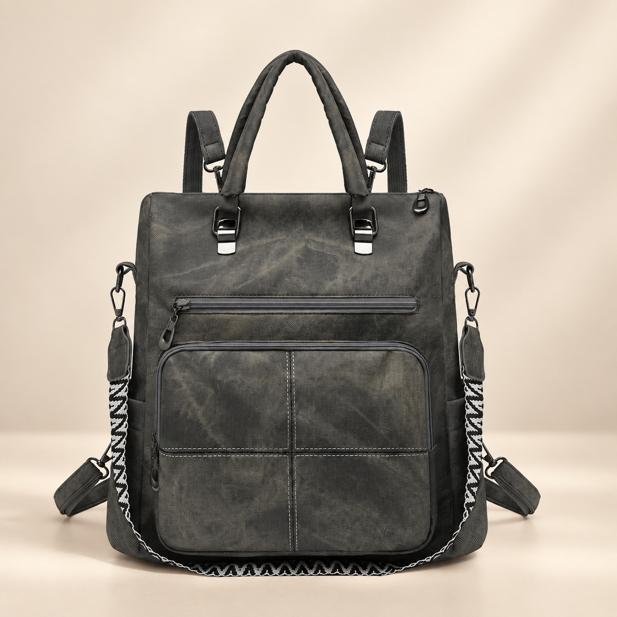 Harper Convertible Multi-Pocket Backpack Tote with Top Handles & Shoulder Strap