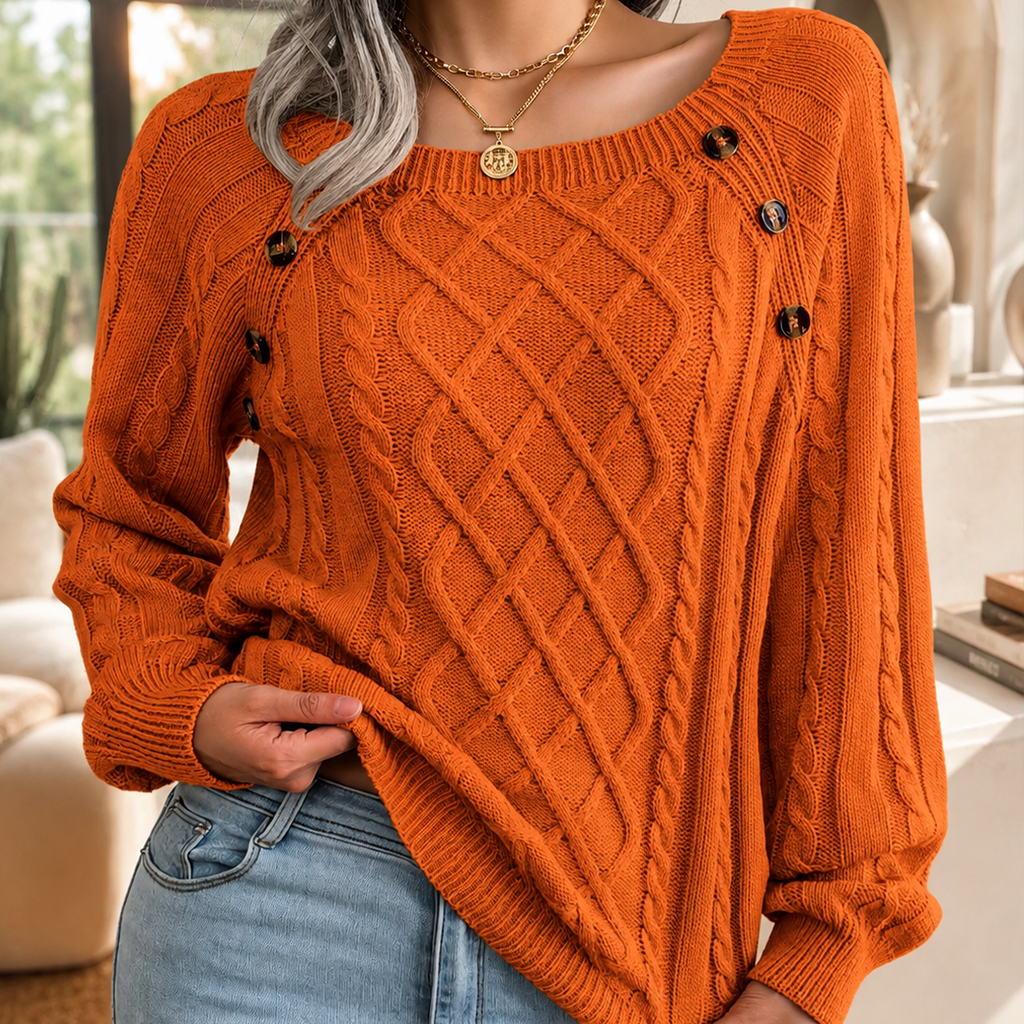 Samantha’s Cable-Knit Button-Detail Sweater