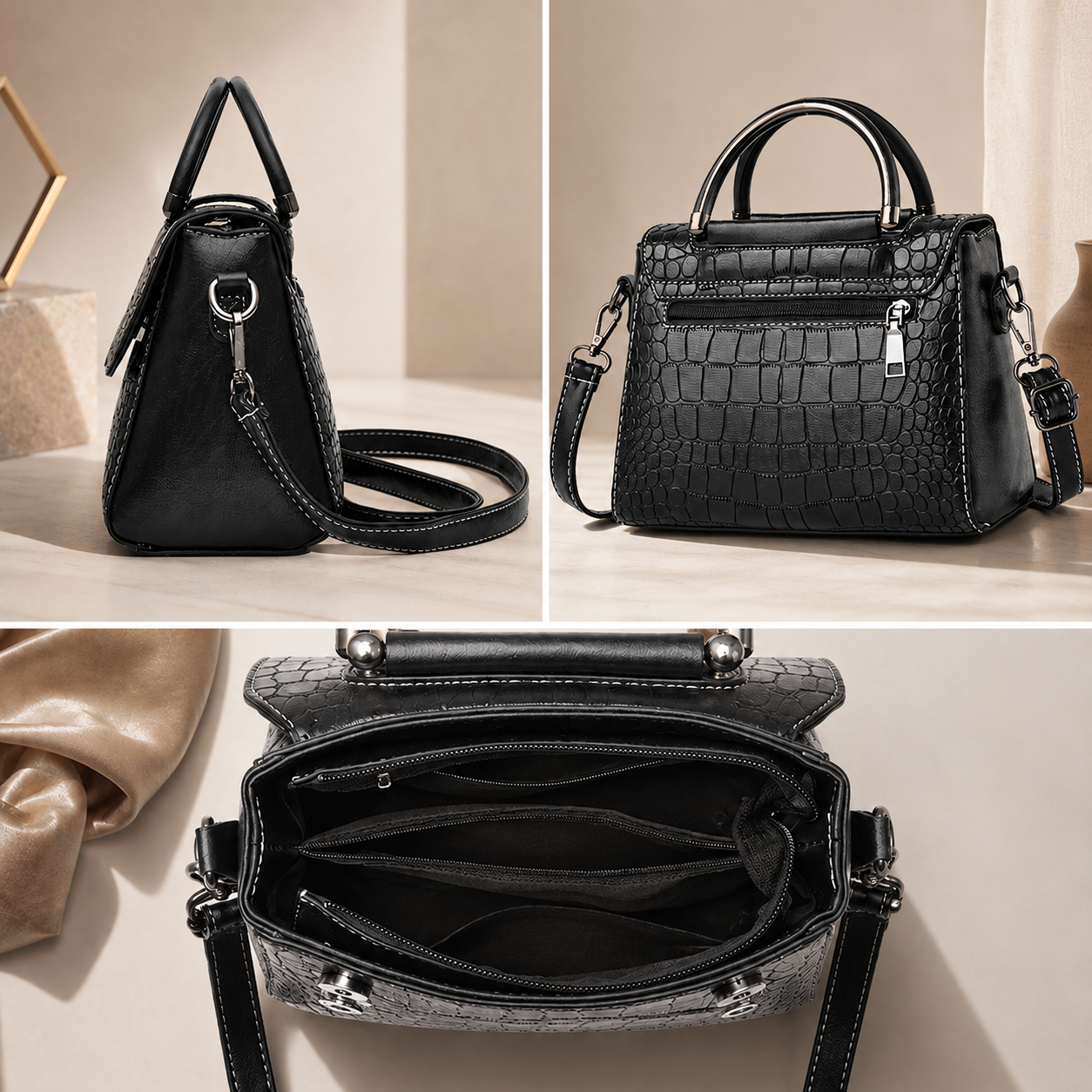 Camille Women’s Croc-Embossed Handbag