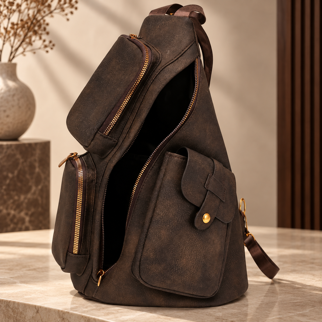 Marisol Women’s Multi-Pocket Sling Backpack – Convertible Crossbody Travel Bag