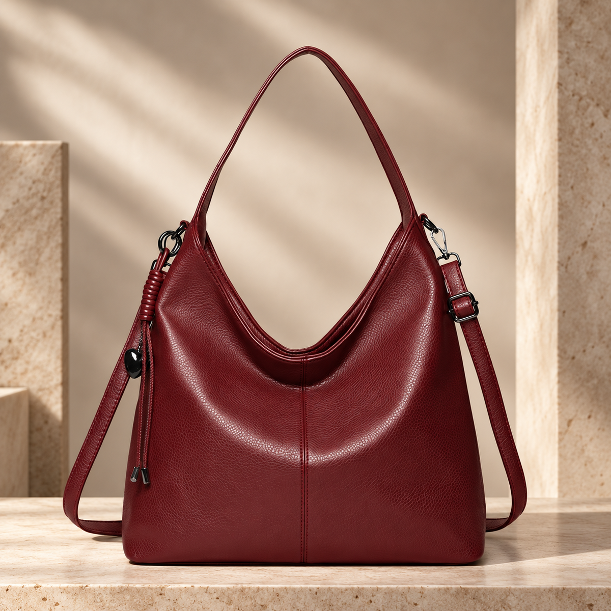 Bianca Women’s Hobo Shoulder Bag – Pebbled Crossbody Handbag with Adjustable Strap