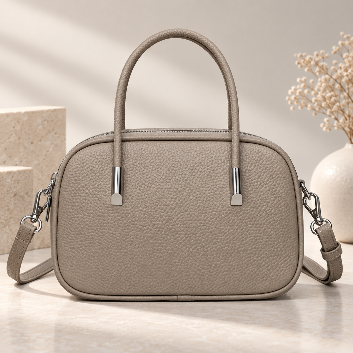 Elodie Women’s Structured Crossbody Handbag – Top Handle Zip Shoulder Bag