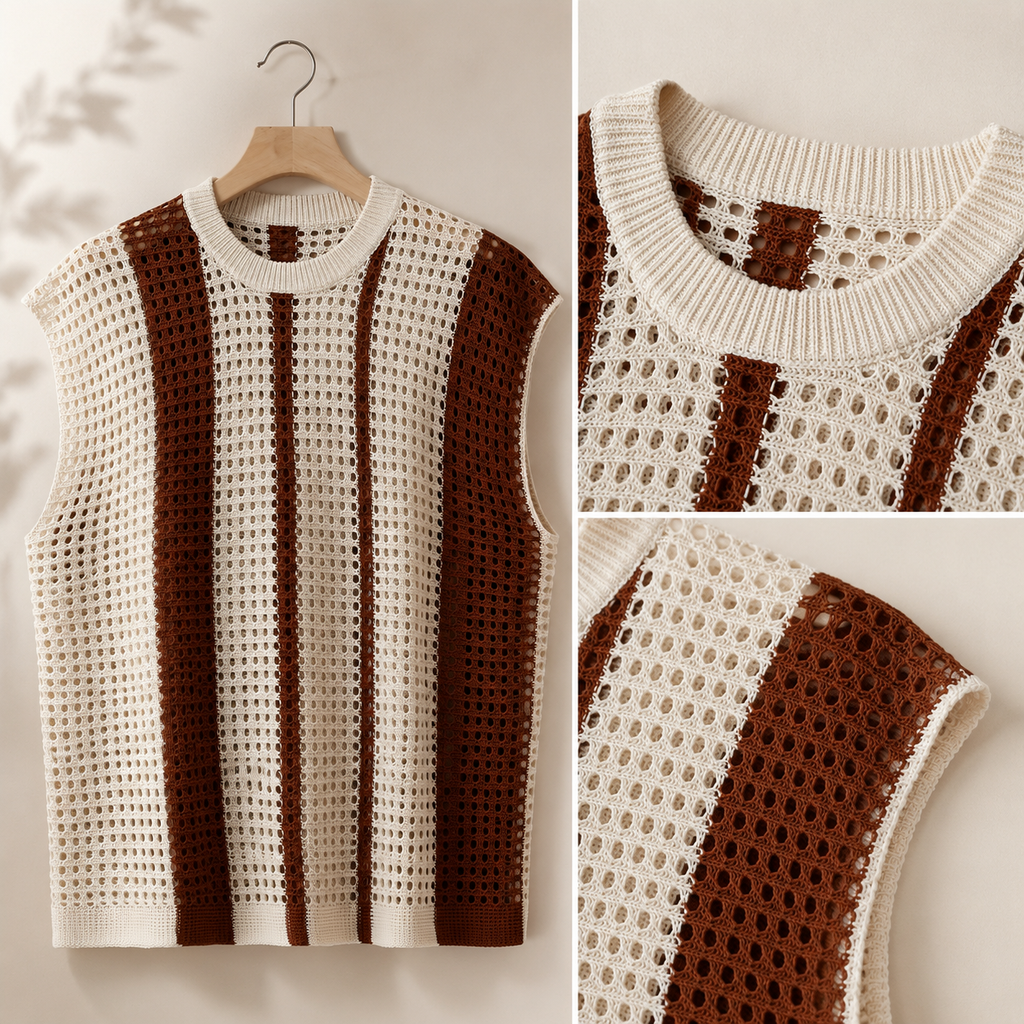 Nolan Men’s Open-Knit Striped Vest