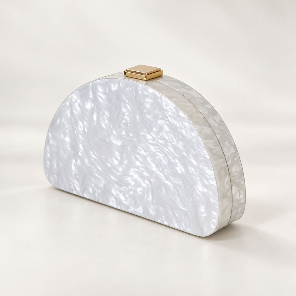 Isabella Pearl Acrylic Half-Moon Clutch Bag