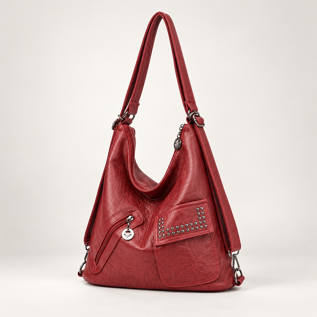 Elodie Women’s Hobo Shoulder Bag with Studded Pockets