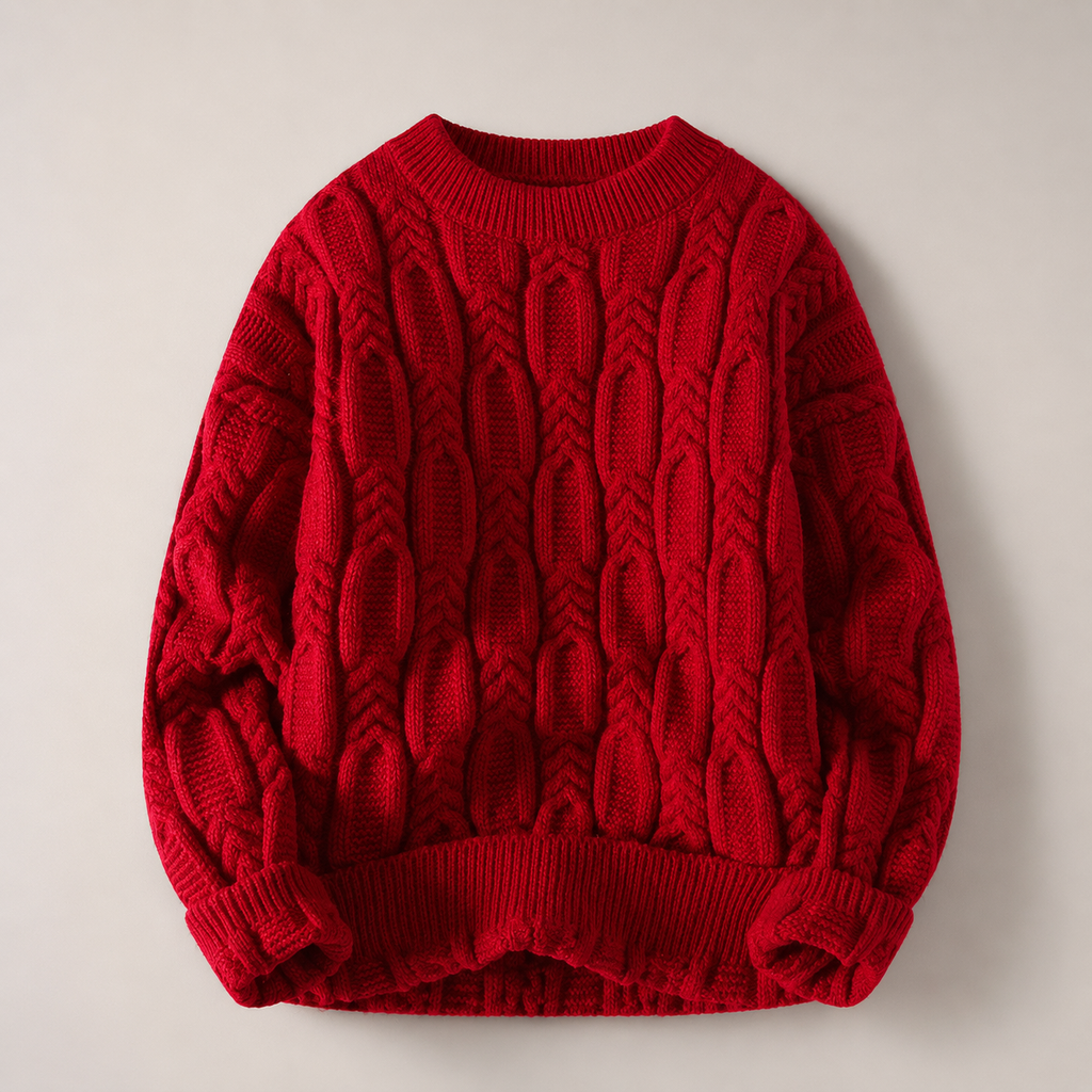Dawson Cable-Knit Crewneck Sweater – Textured Long Sleeve Pullover