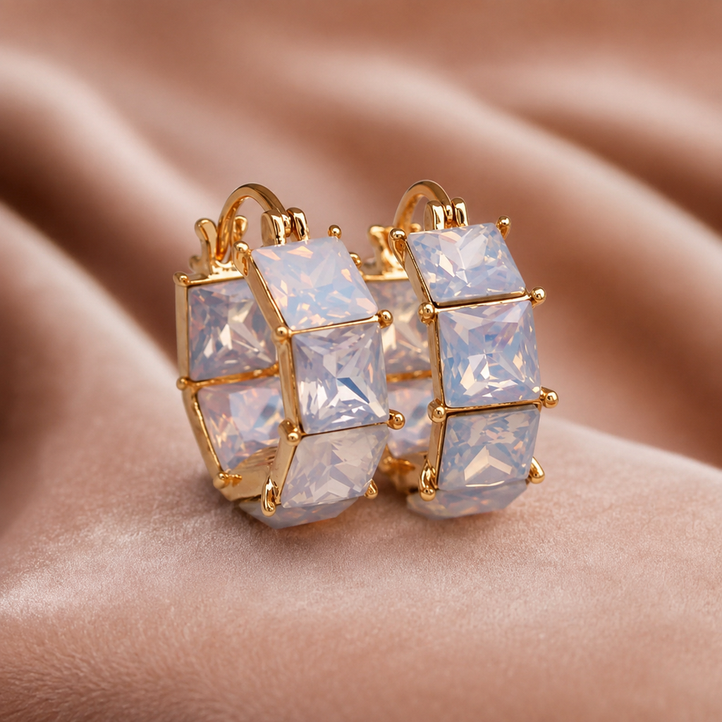 Savannah Prism Square Crystal Hoop Earrings