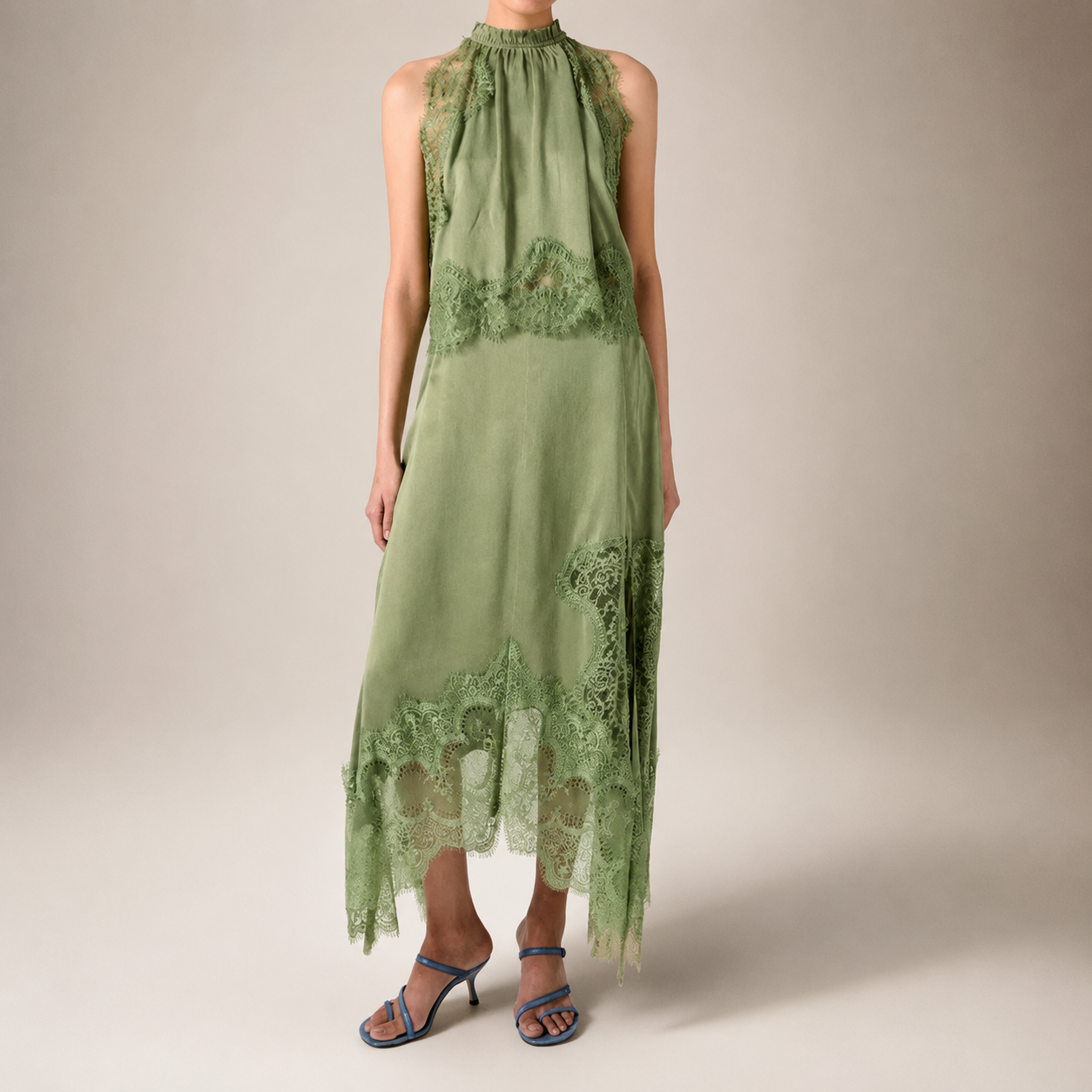 Athena Women’s Two-Piece Sleeveless Top and Lace-Trim Maxi Skirt Set
