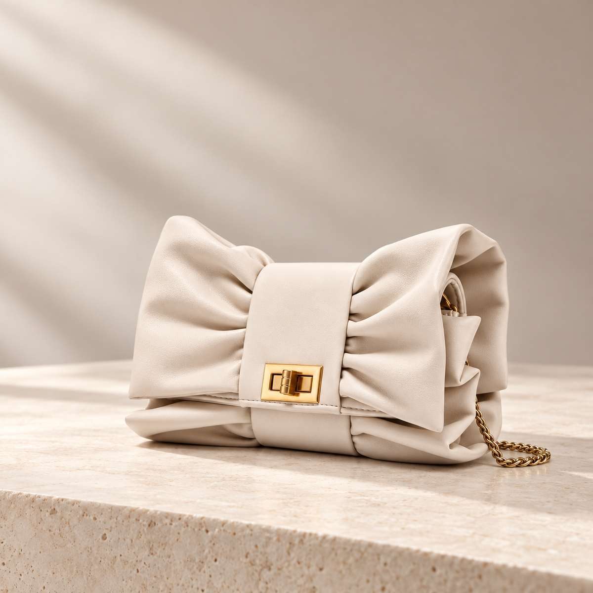 Bianca Bow Clutch Bag – Ruched Evening Purse