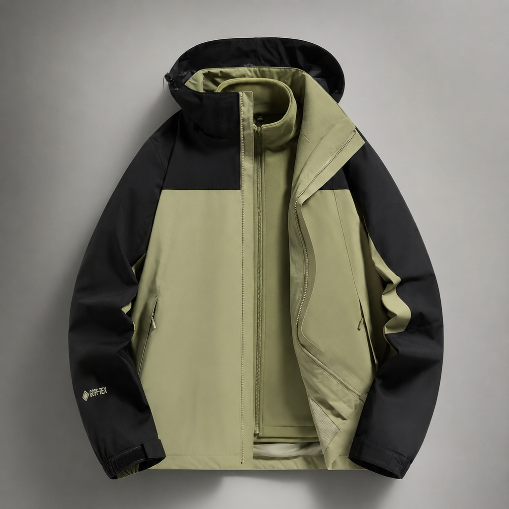 Cameron Men’s 3-in-1 Hooded Outdoor Jacket – Water-Repellent Windproof Shell with Removable Fleece Liner