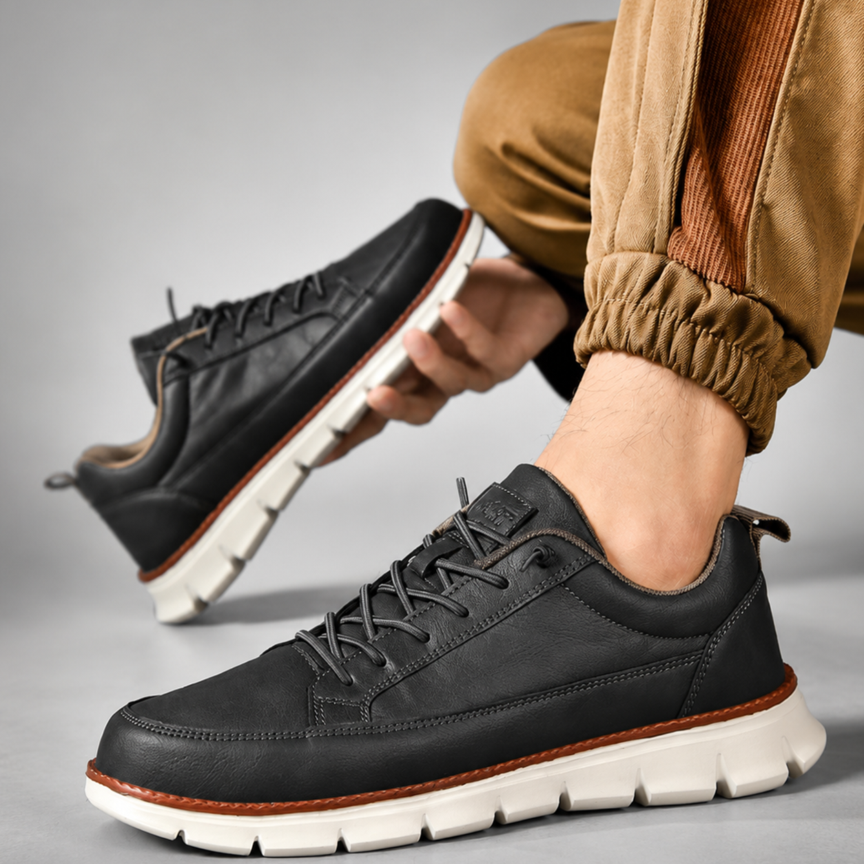 Logan Men’s Lace-Up Casual Walking Sneakers with Flexible Sole