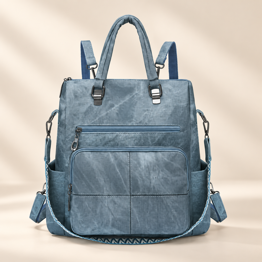 Harper Convertible Multi-Pocket Backpack Tote with Top Handles & Shoulder Strap