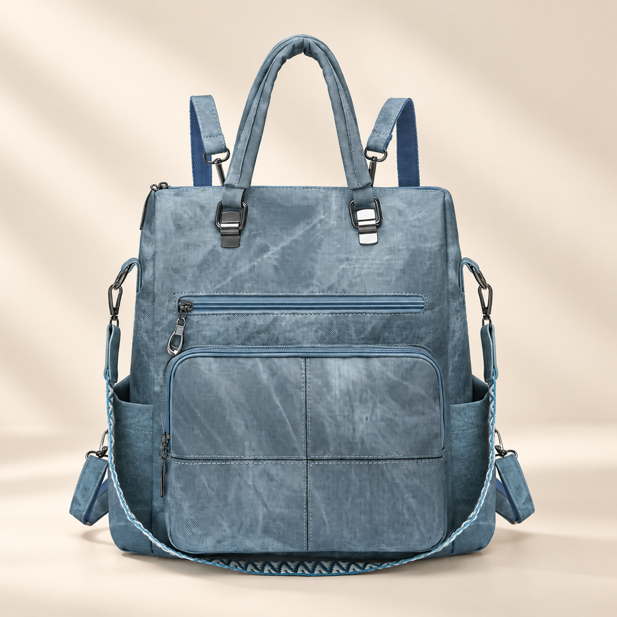 Harper Convertible Multi-Pocket Backpack Tote with Top Handles & Shoulder Strap