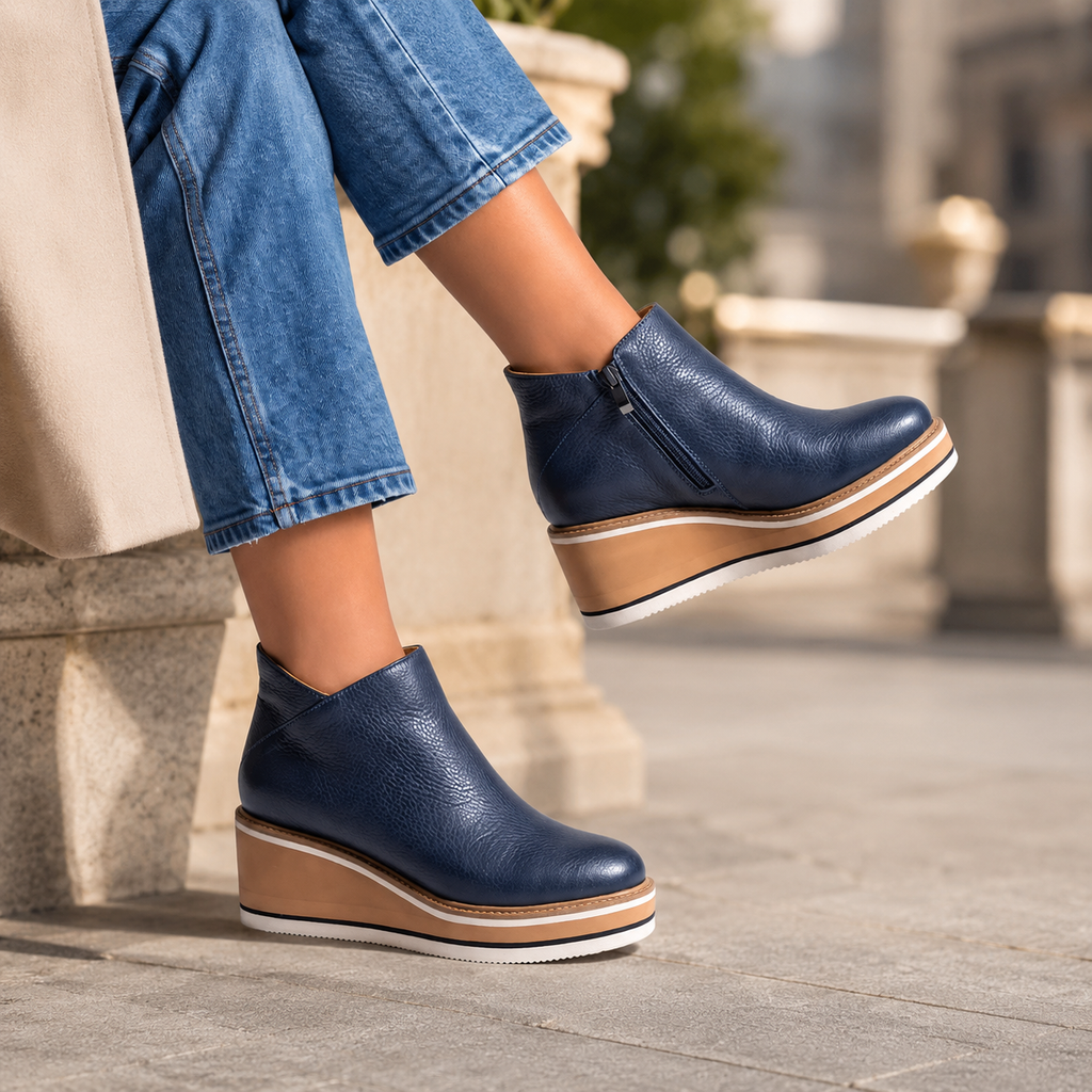 Elodie Women's Textured Wedge Ankle Boots