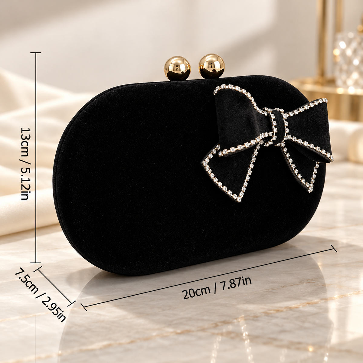 Valentina Velvet Bow Clutch Bag