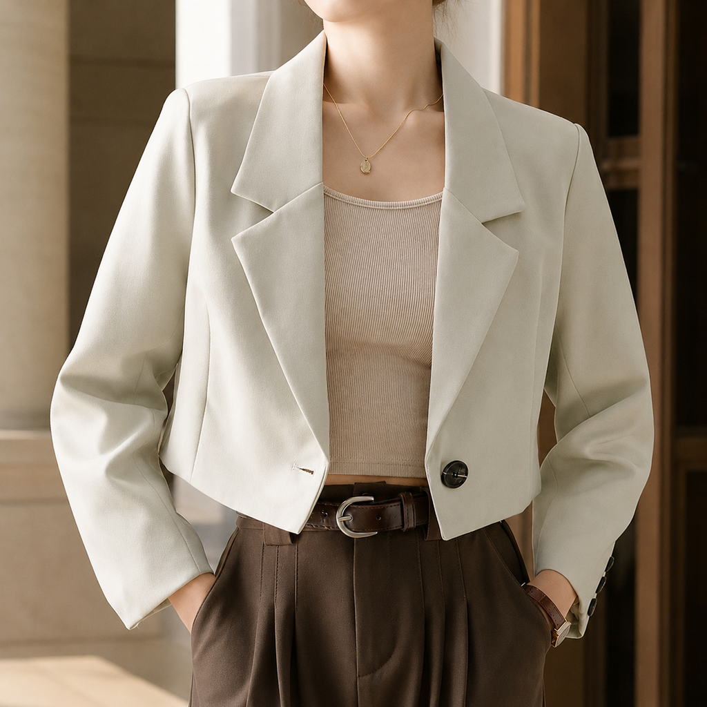 Vivienne Women's Cropped Single-Button Tailored Blazer