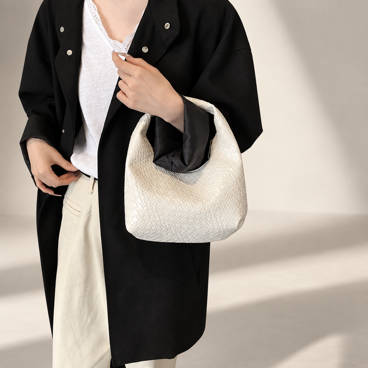 Gianna Croc-Embossed Hobo Handbag with Integrated Top Handle