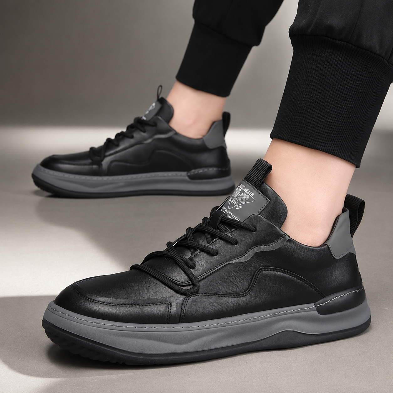 Mason Men’s Genuine Leather Low-Top Sneakers with Cushioned Insole