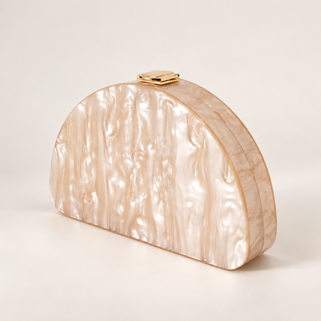 Isabella Pearl Acrylic Half-Moon Clutch Bag