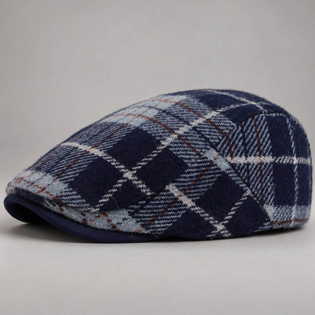 Bastien Men’s Plaid Flat Cap with Contrast Brim