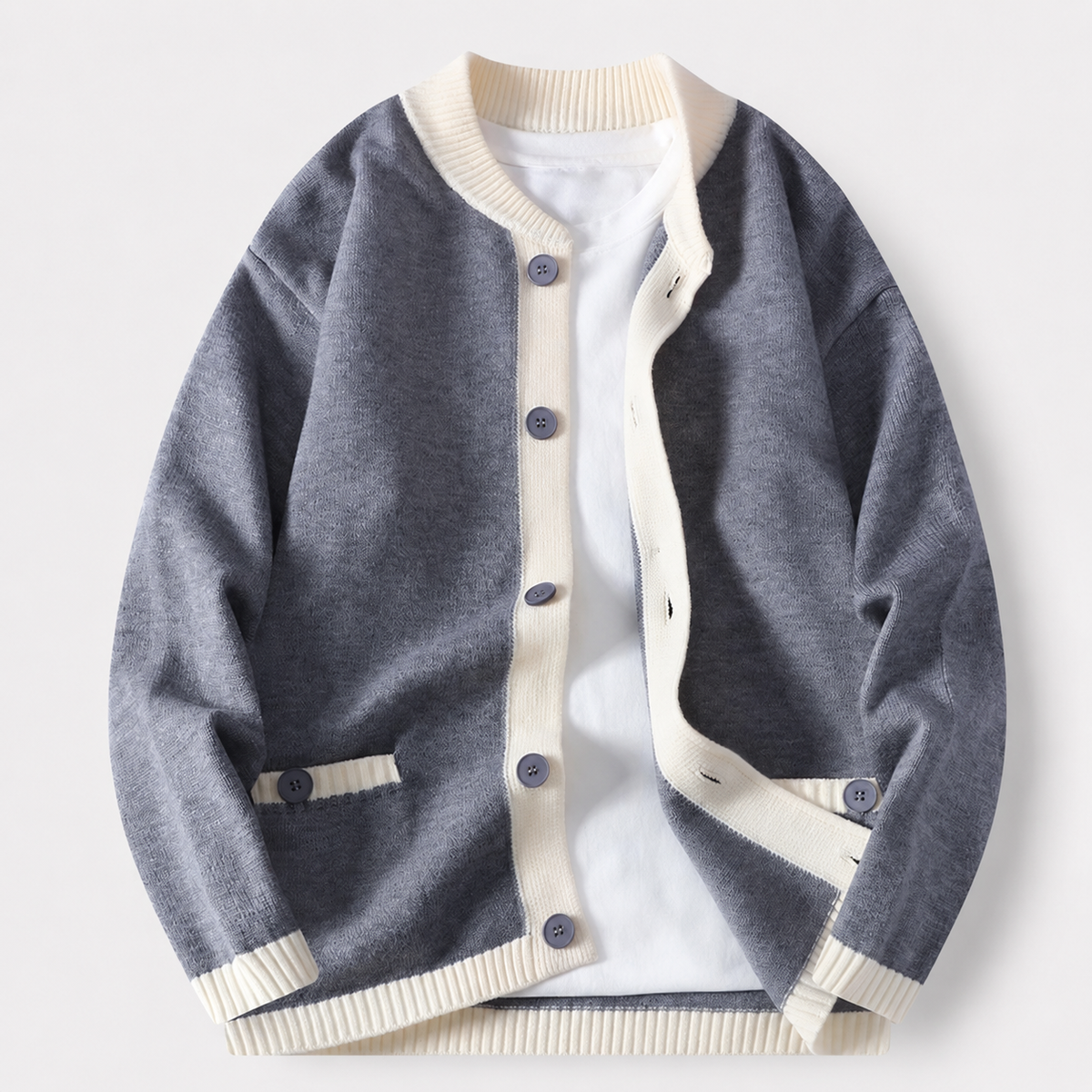 Summit Men’s Contrast Trim Button Knit Cardigan