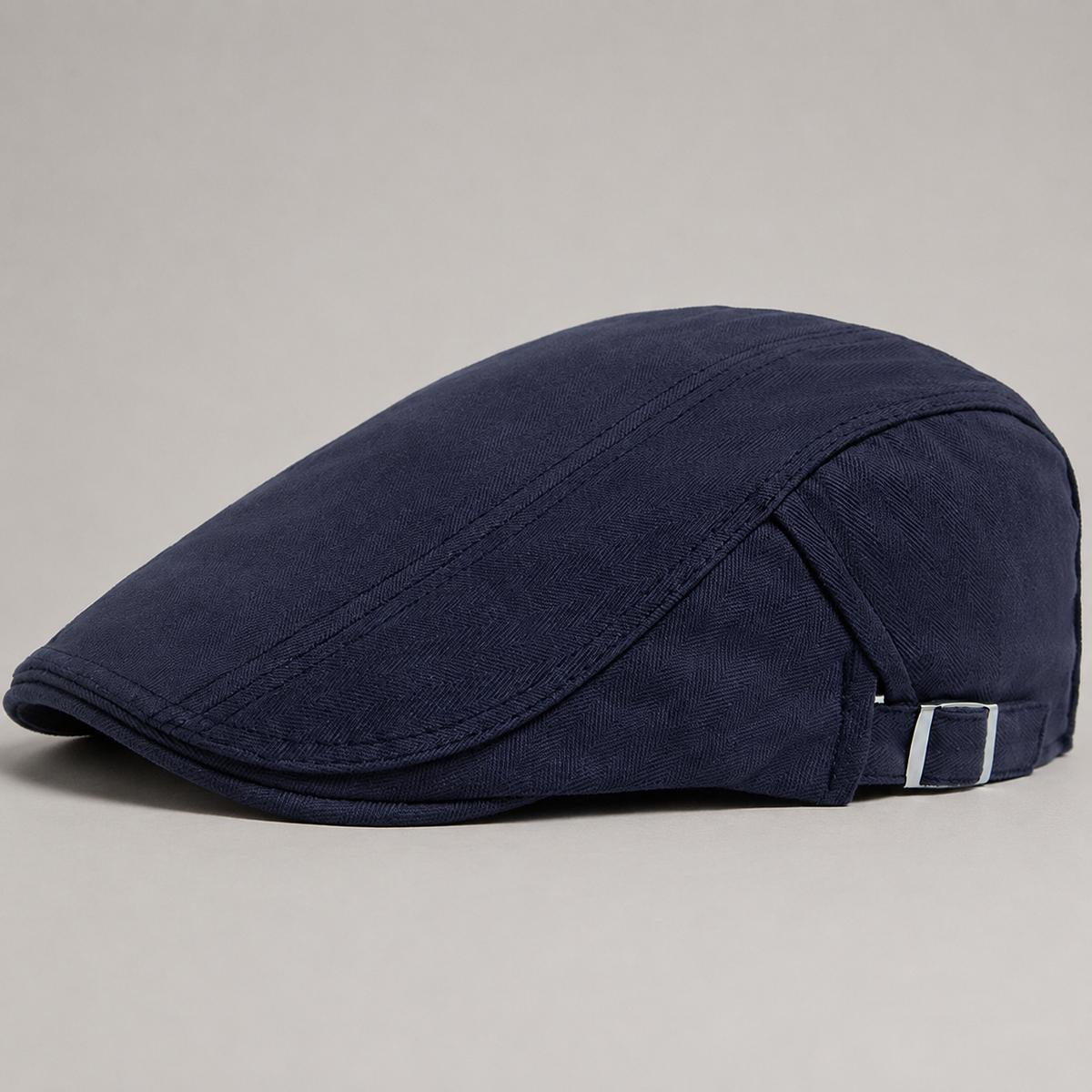 Thatcher Herringbone Flat Cap with Adjustable Side Buckle