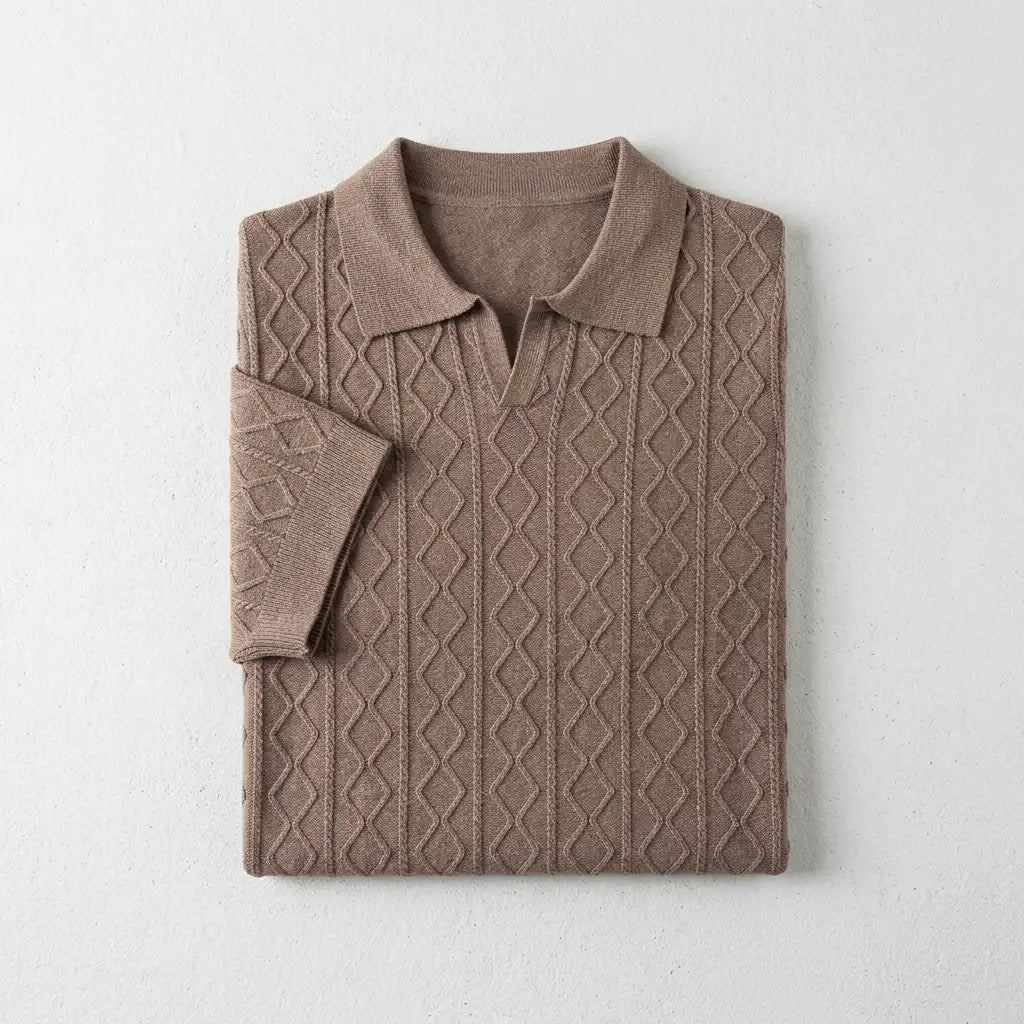 Carter Men’s Textured Cotton Knit Polo Shirt