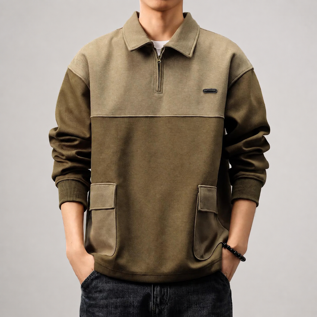 Romero Men’s Half-Zip Collared Pocket Pullover