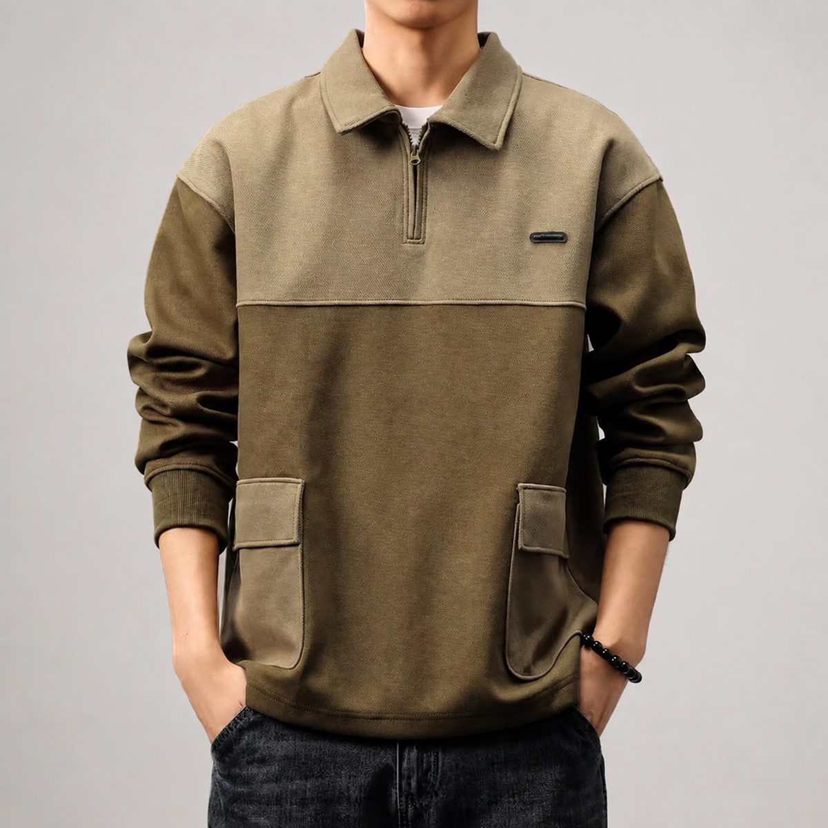 Romero Men’s Half-Zip Collared Pocket Pullover