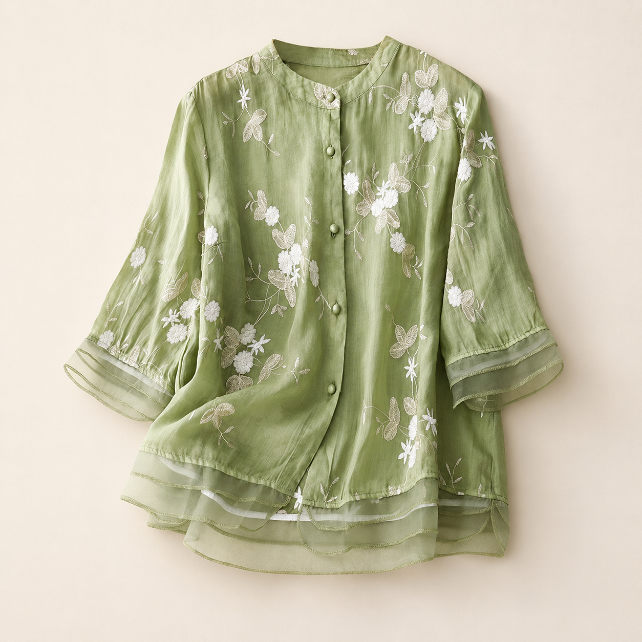 Rosie's Floral Embroidered Button Blouse