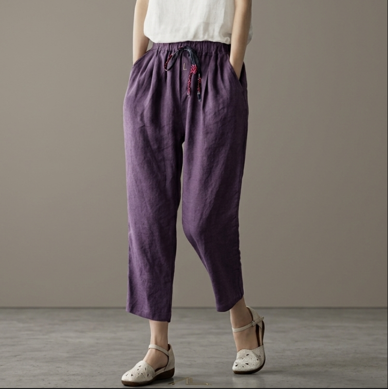 Patricia Cotton-Linen Blend Cropped Drawstring Pants