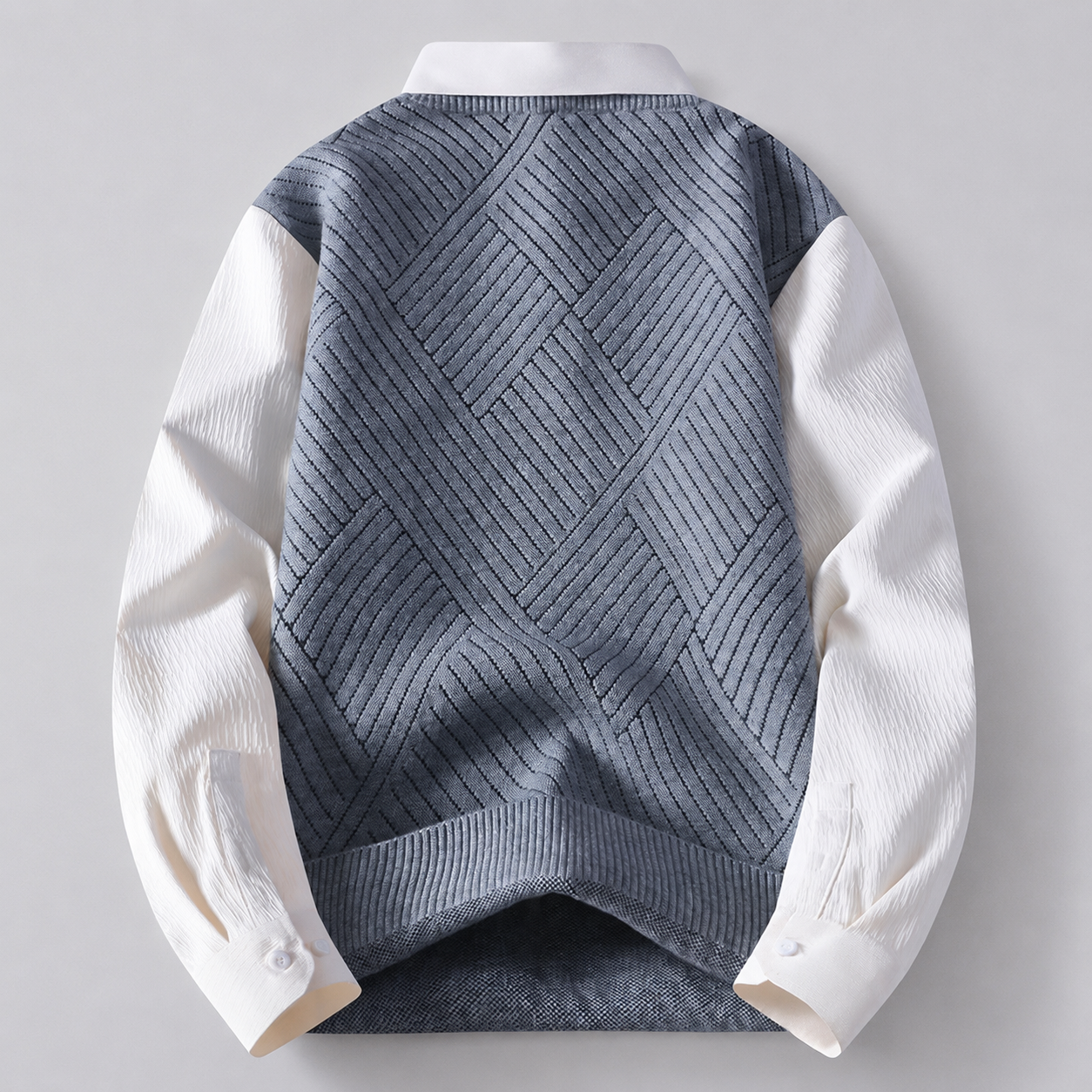 Lucien Men’s Layered V-Neck Knit Vest Shirt