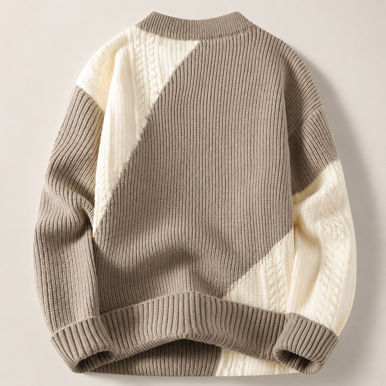 Preston Men’s Color Block Cable Knit Crewneck Sweater
