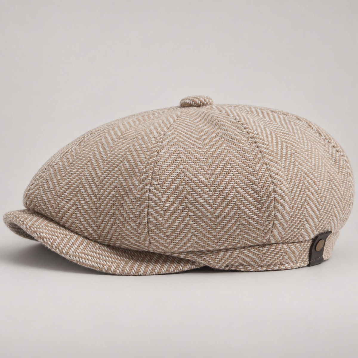 Alistair Herringbone Cap with Paneled Crown