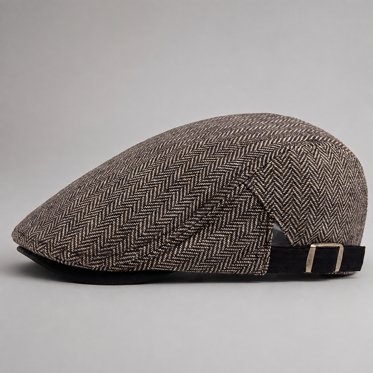 Cormac Herringbone Flat Cap with Adjustable Buckle
