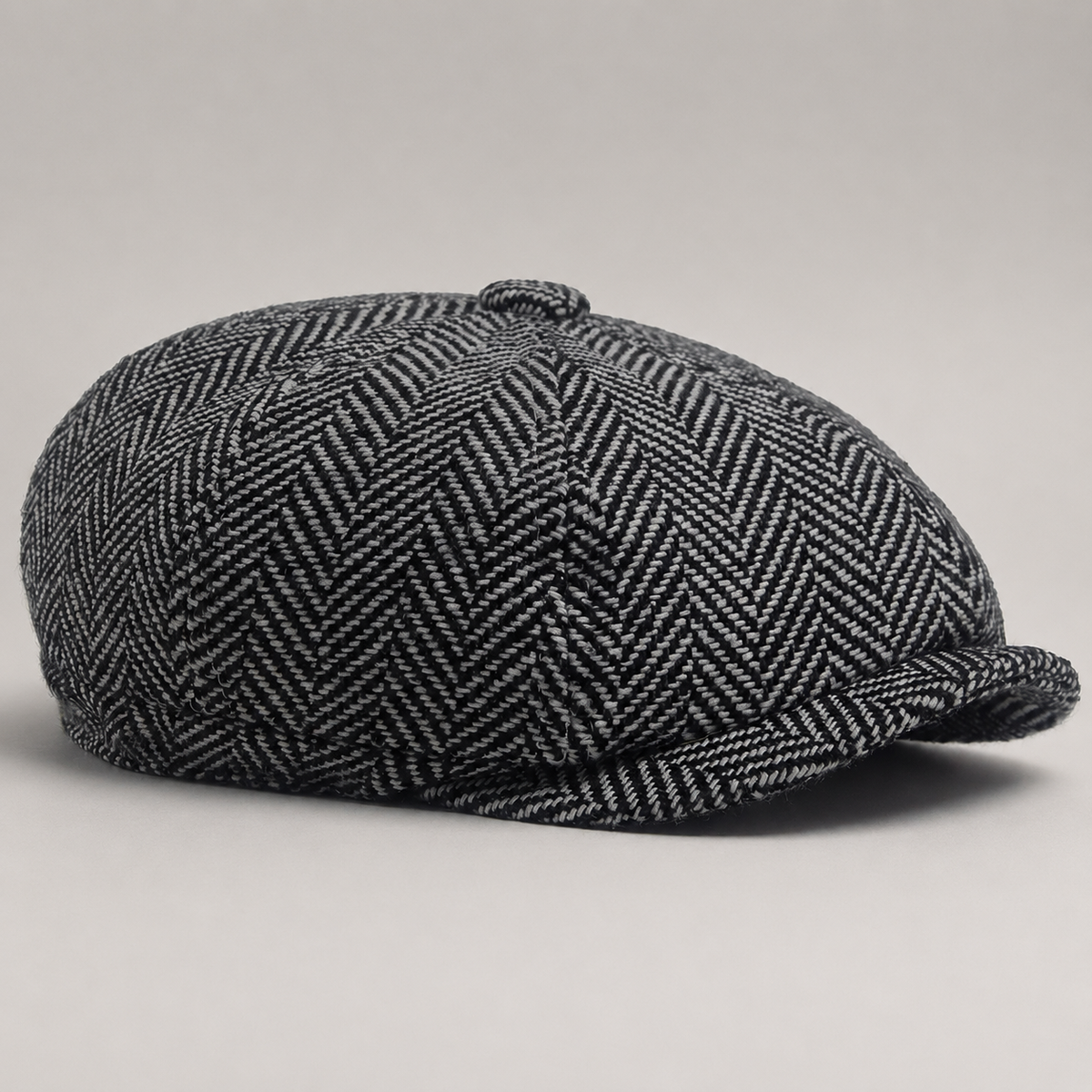 Alistair Herringbone Cap with Paneled Crown
