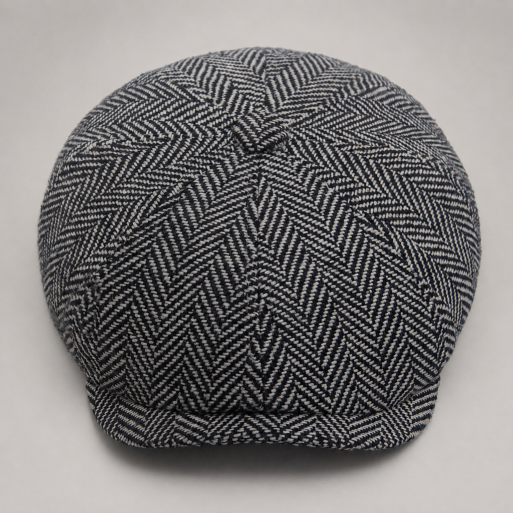 Alistair Herringbone Cap with Paneled Crown