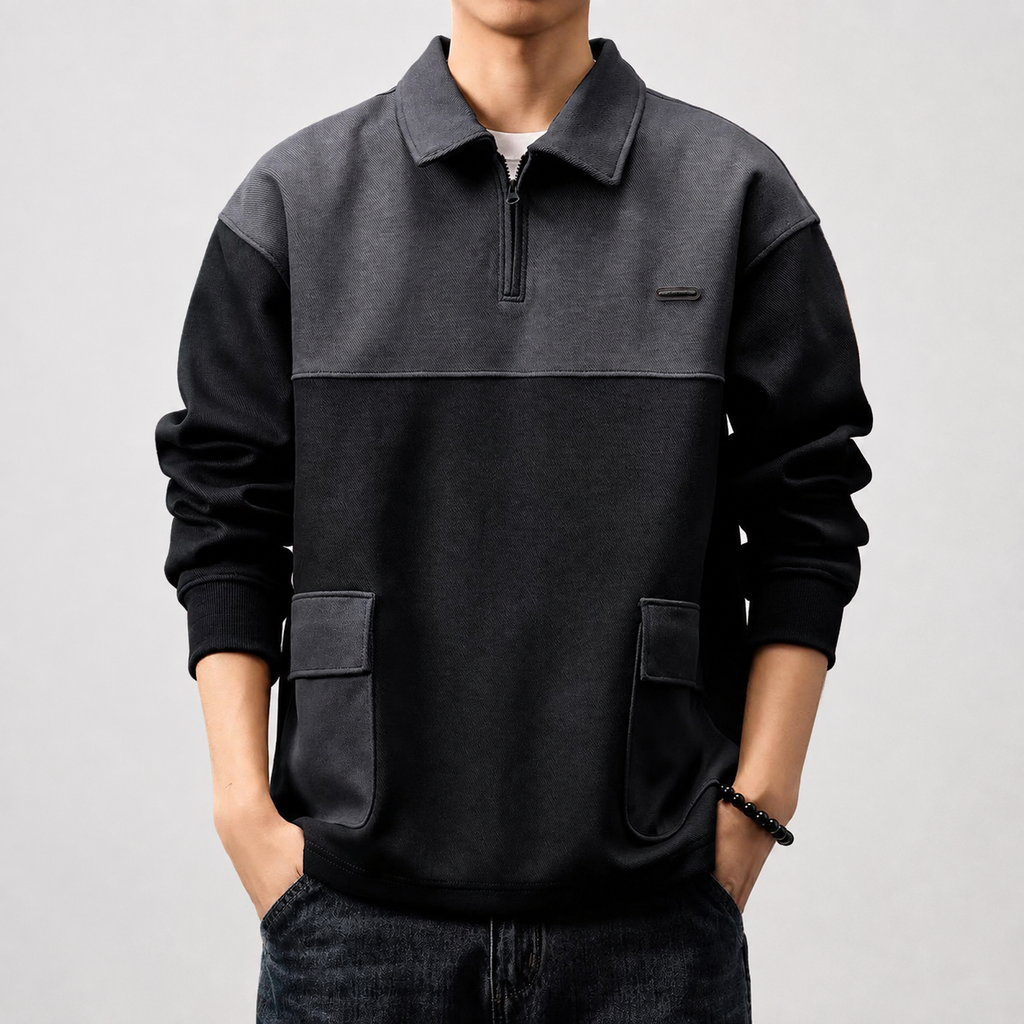 Romero Men’s Half-Zip Collared Pocket Pullover