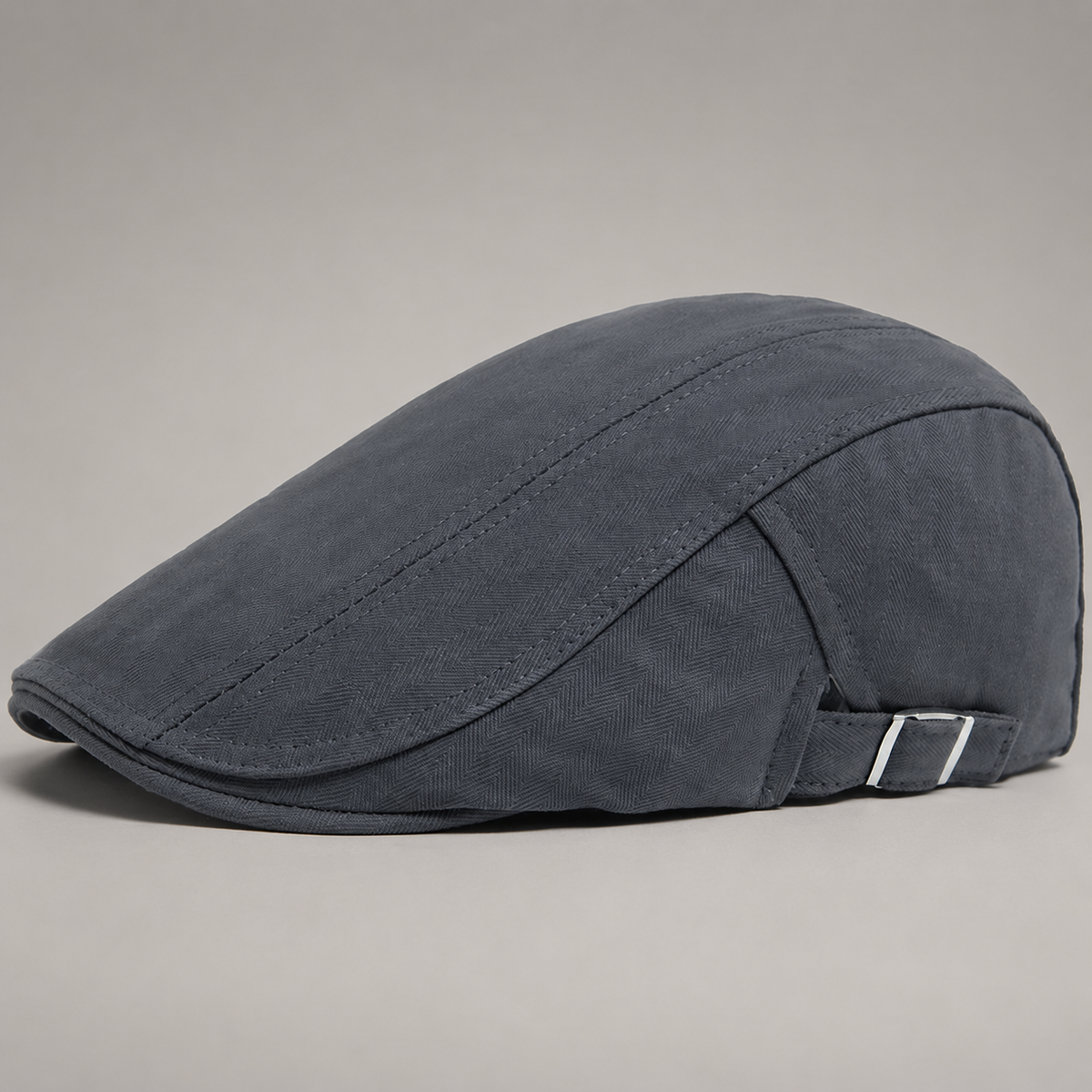 Thatcher Herringbone Flat Cap with Adjustable Side Buckle