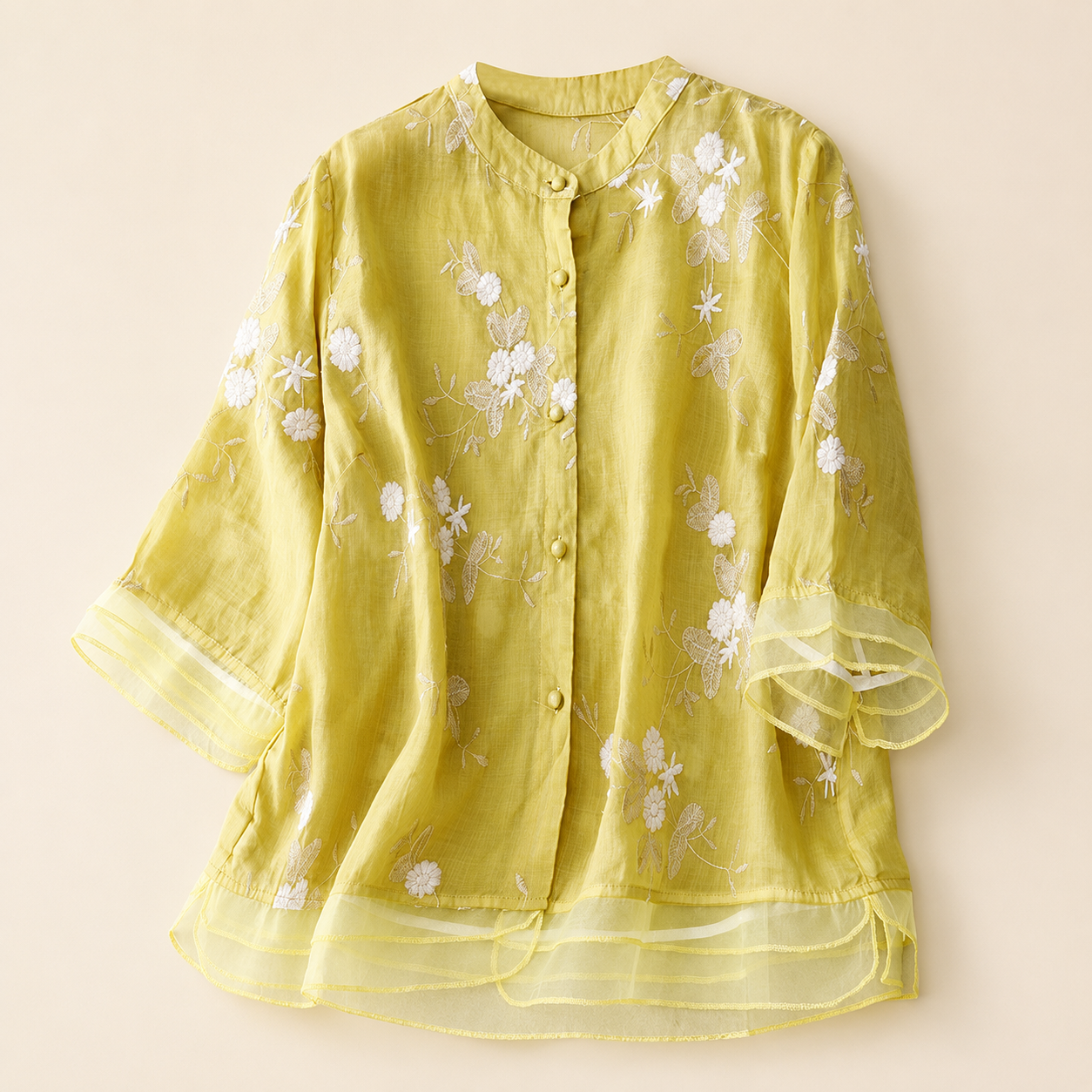 Rosie's Floral Embroidered Button Blouse