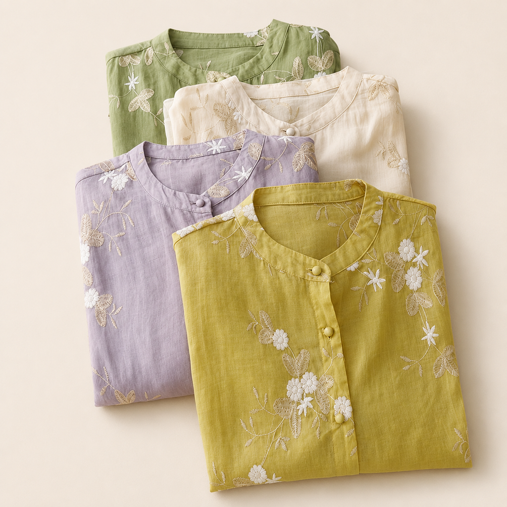 Rosie's Floral Embroidered Button Blouse