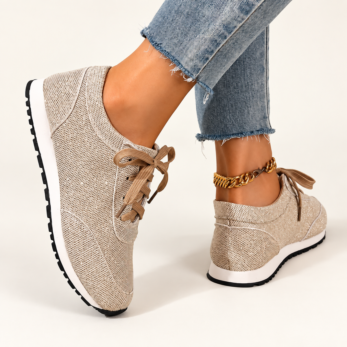 Colette Women’s Mesh Lace-Up Sneakers with Contrast Sole