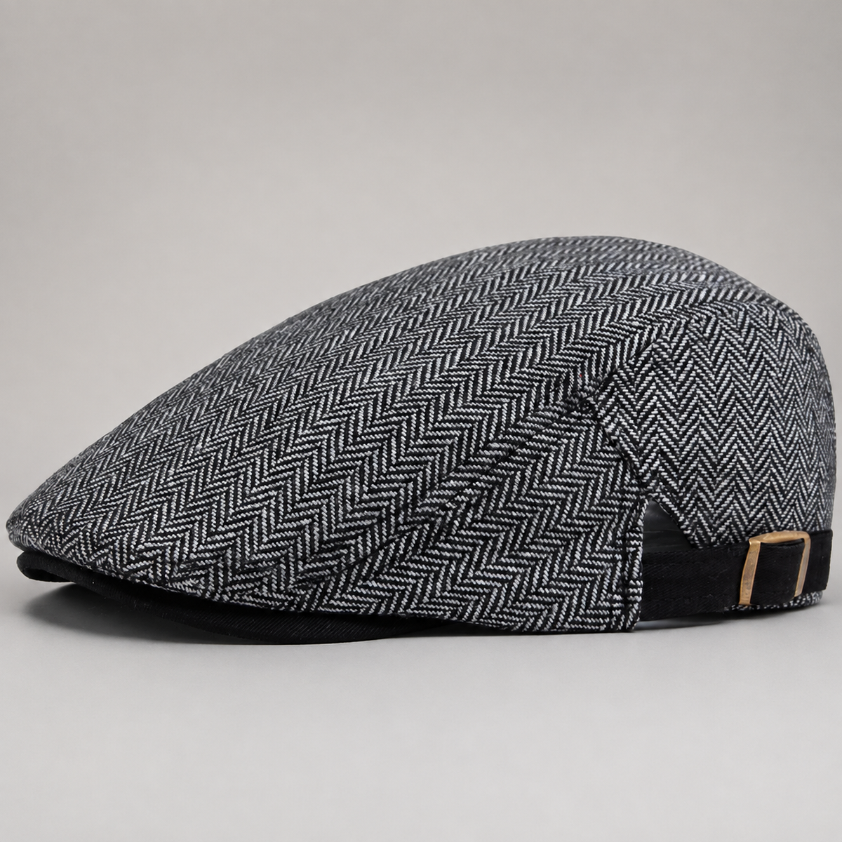 Cormac Herringbone Flat Cap with Adjustable Buckle
